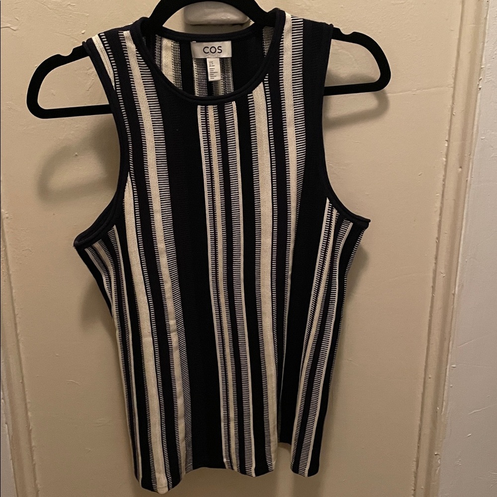 COS Black and  white Striped Top